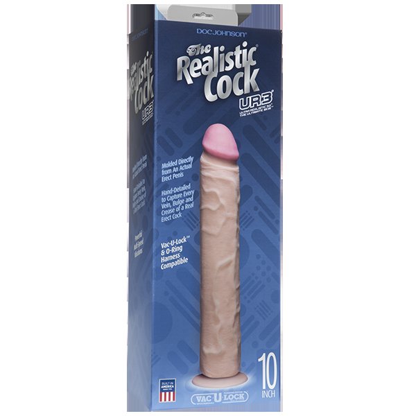 Фаллоимитатор реалистик без мошонки на присоске 10” телесный съемный Realistic Cock Vac-U-Lock