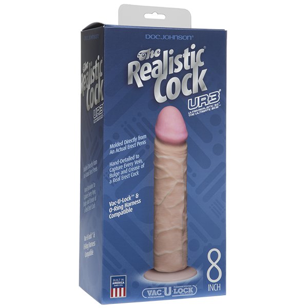 Фаллоимитатор реалистик без мошонки на присоске 8” телесный съемный Realistic Cock Vac-U-Lock